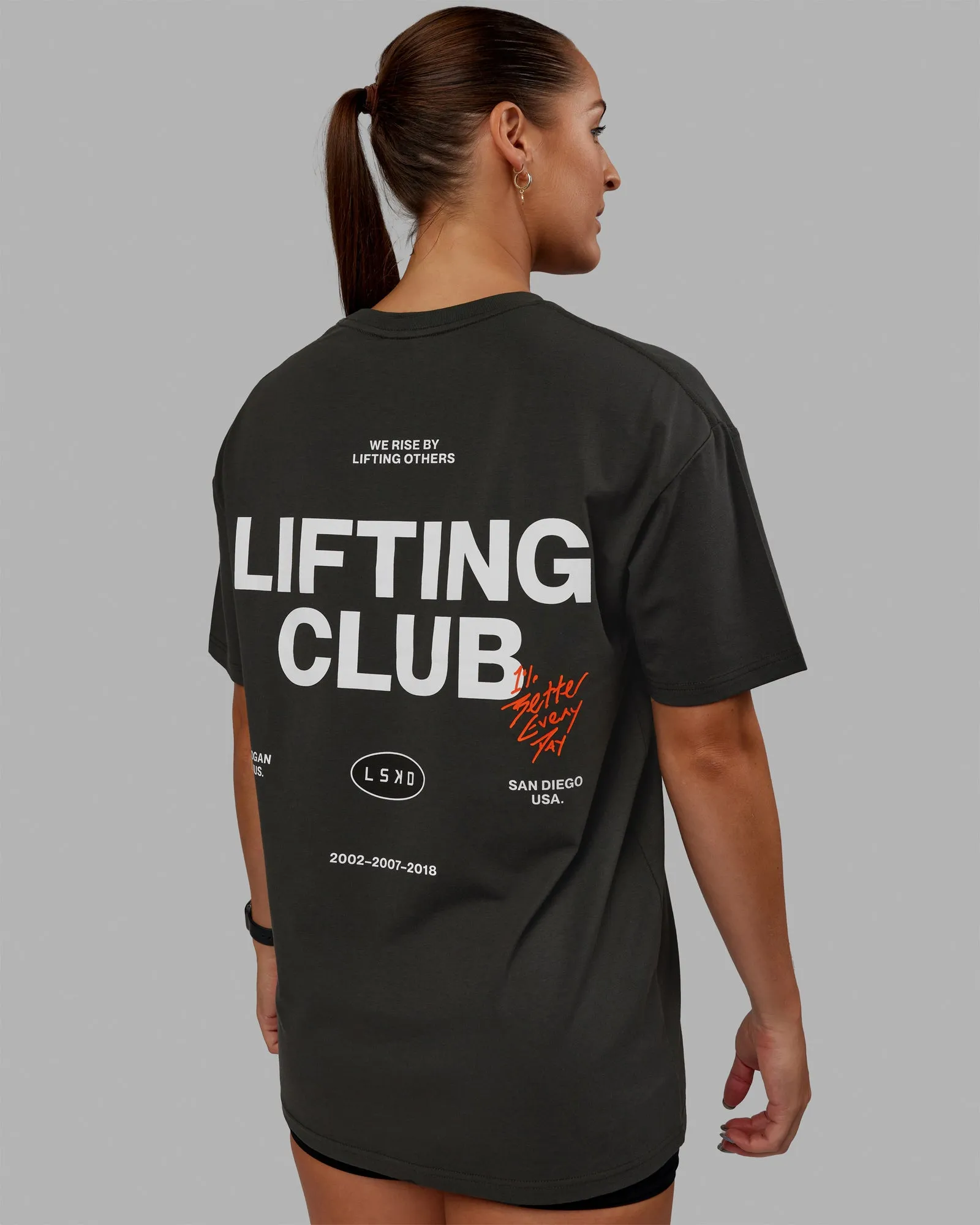 Unisex Lifting Club FLXCotton Tee Oversize - Pirate Black-Off White sold by LSKD product image thumbnail 2