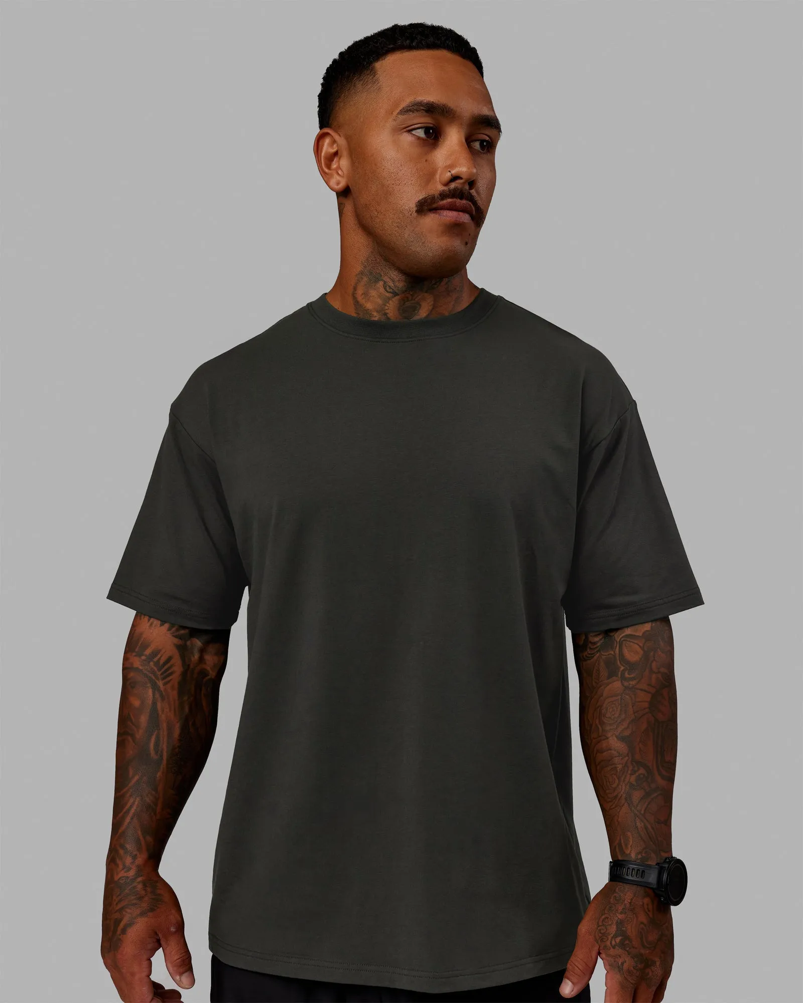 Unisex Lifting Club FLXCotton Tee Oversize - Pirate Black-Off White sold by LSKD product image thumbnail 3