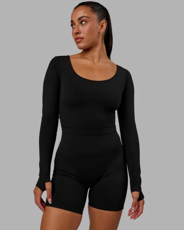 Focus Long Sleeve Bodysuit - Black sold by LSKD