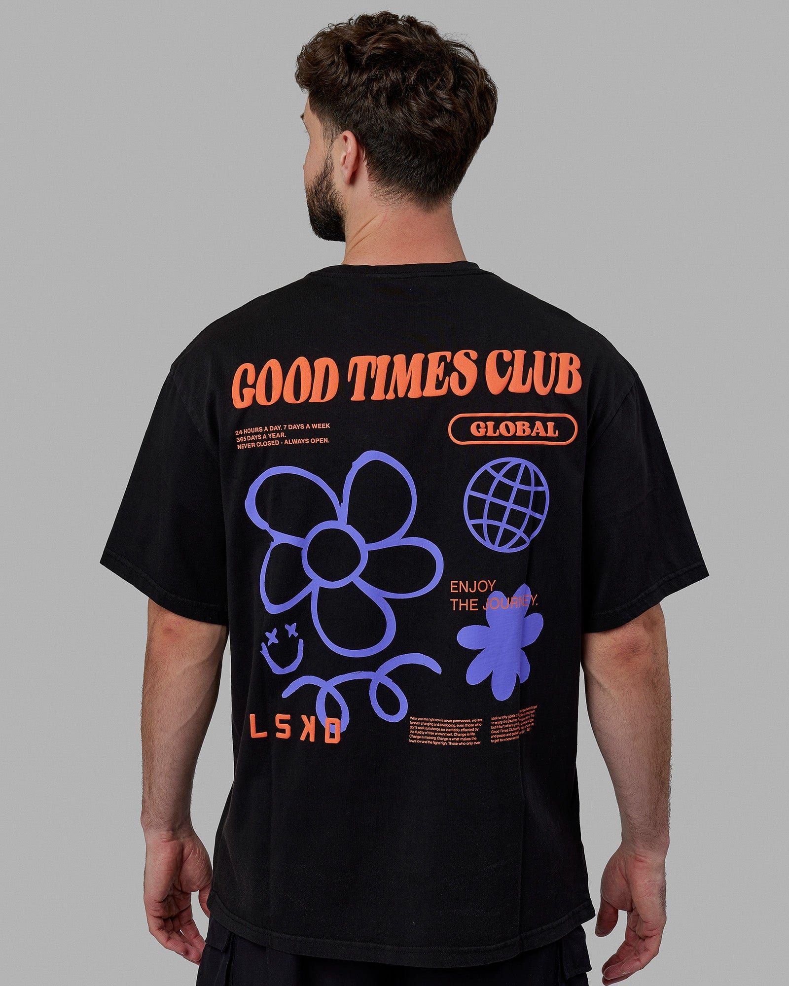 Unisex Good Times Global Heavyweight Tee Oversize - Black-Red-Purple sold by LSKD product image thumbnail 4
