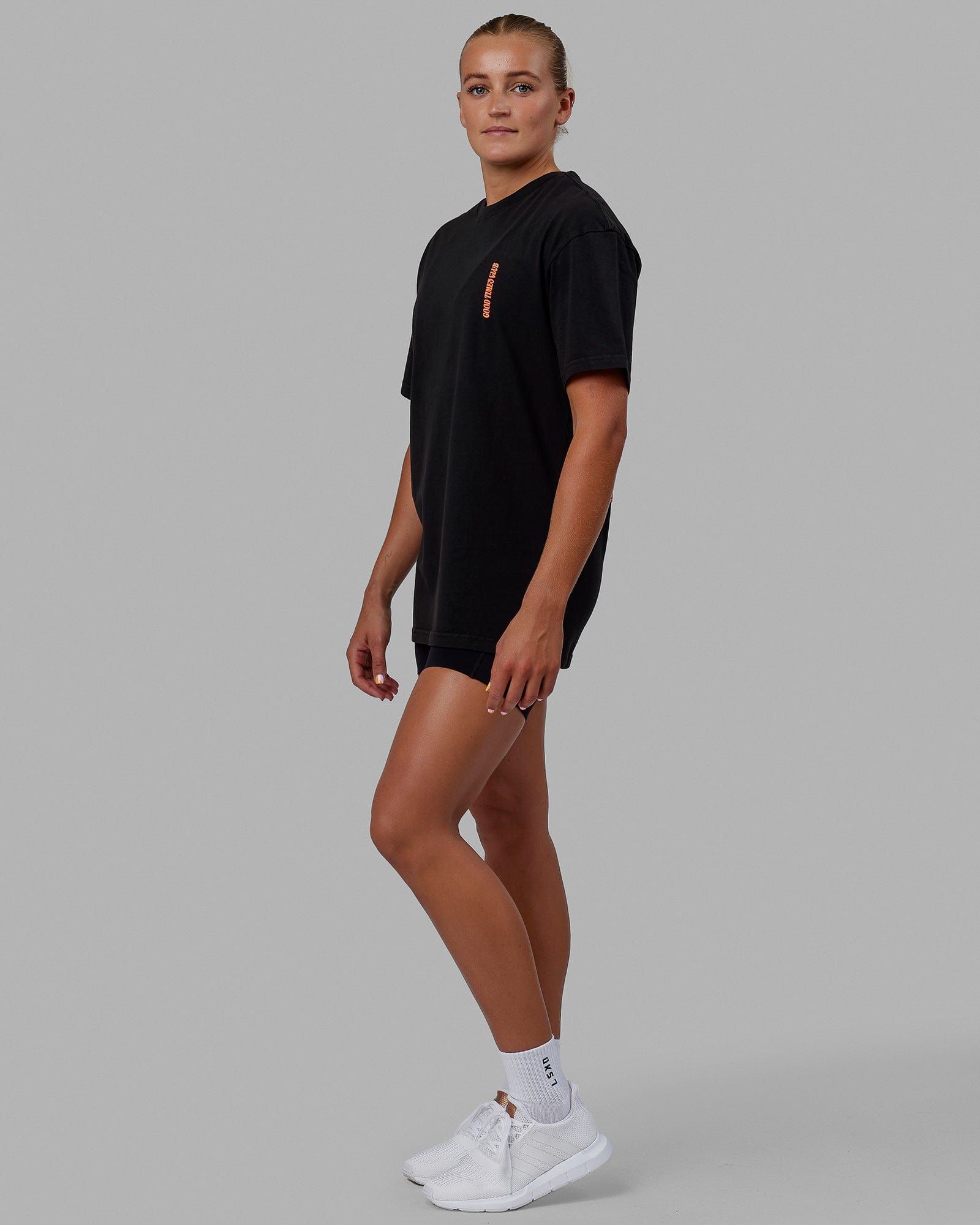 Unisex Good Times Global Heavyweight Tee Oversize - Black-Red-Purple sold by LSKD product image thumbnail 3