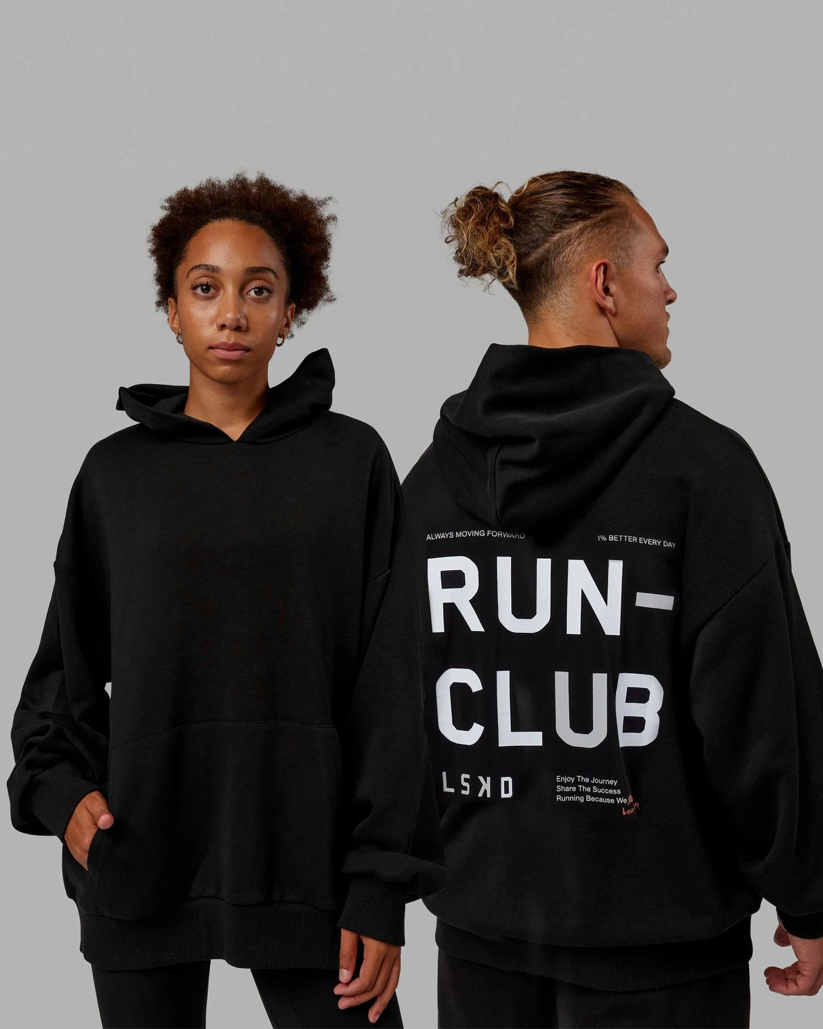 Unisex Love The Run Hoodie Oversize - Black-White sold by LSKD