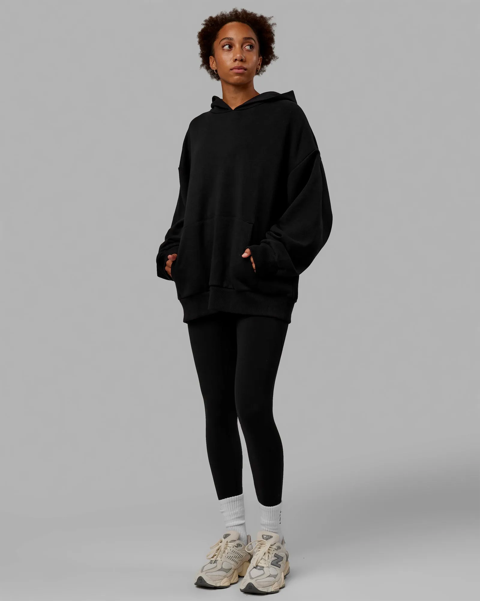 Unisex Love The Run Hoodie Oversize - Black-White sold by LSKD product image thumbnail 5