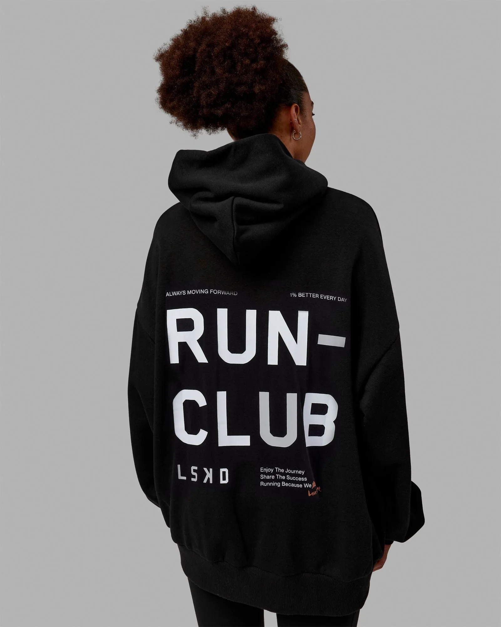 Unisex Love The Run Hoodie Oversize - Black-White sold by LSKD product image thumbnail 3