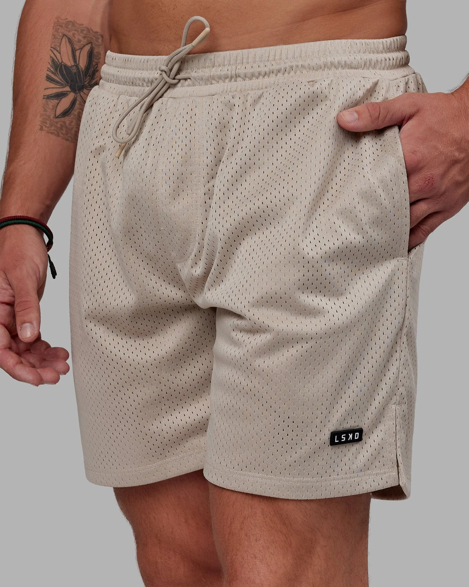 Fundamental Mesh Shorts - Shale Beige sold by LSKD product image thumbnail 2
