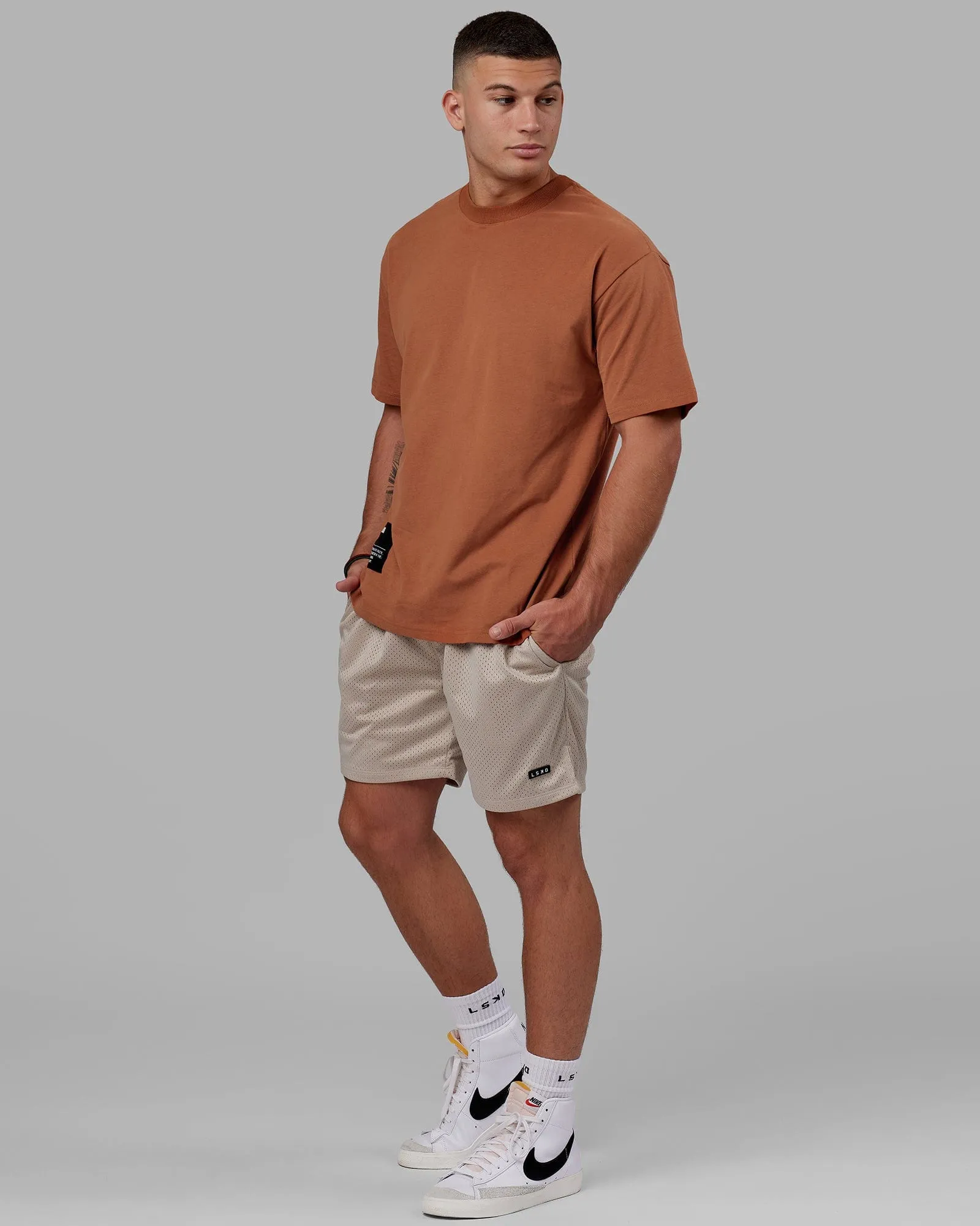 Fundamental Mesh Shorts - Shale Beige sold by LSKD product image thumbnail 4