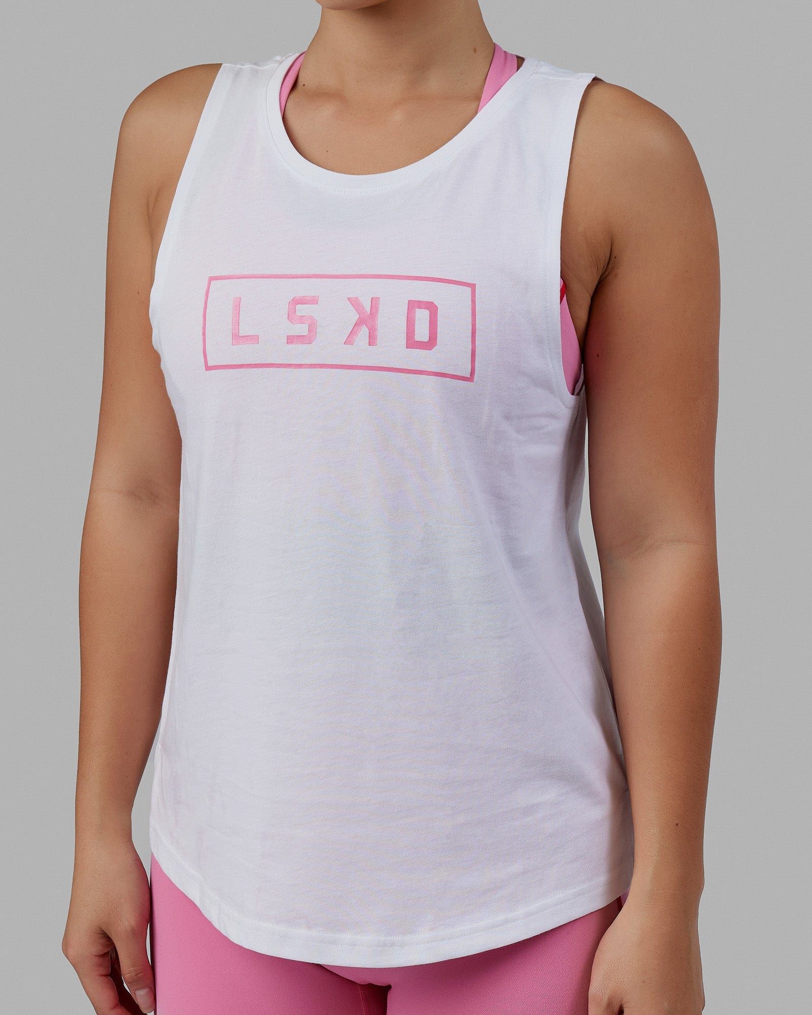 Luna Tank - White-Pink Rose sold by LSKD product image thumbnail 4