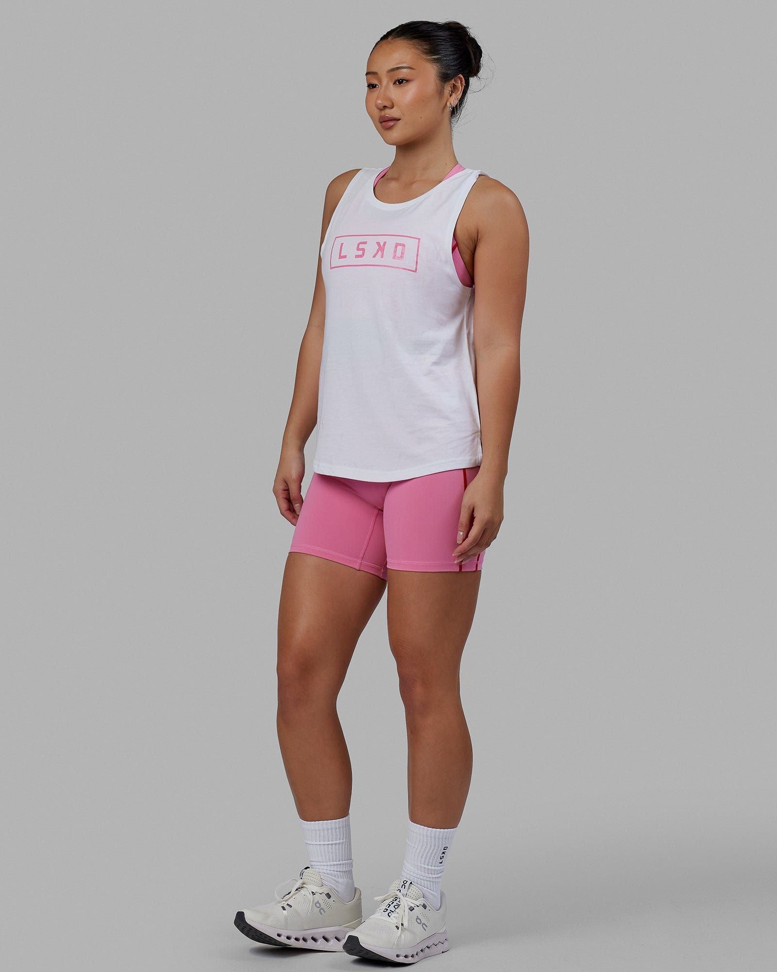 Luna Tank - White-Pink Rose sold by LSKD product image thumbnail 3