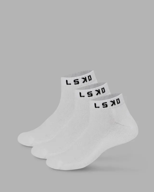 Daily Ankle Socks 3 Pack - White sold by LSKD