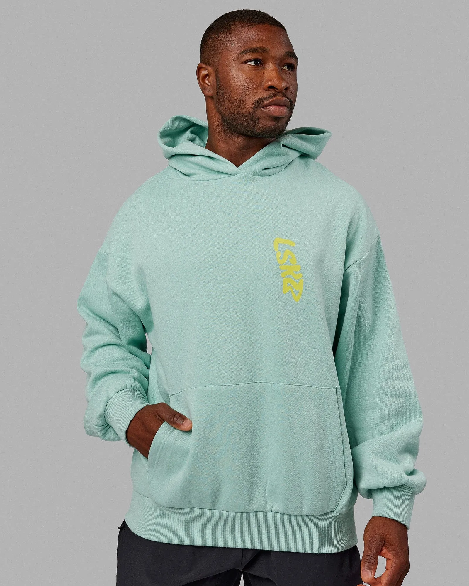 Unisex Miami24 Hoodie Oversize - Pastel Turquoise-Yellow sold by LSKD product image thumbnail 3
