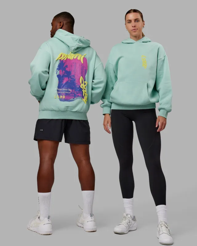 Unisex Miami24 Hoodie Oversize - Pastel Turquoise-Yellow sold by LSKD