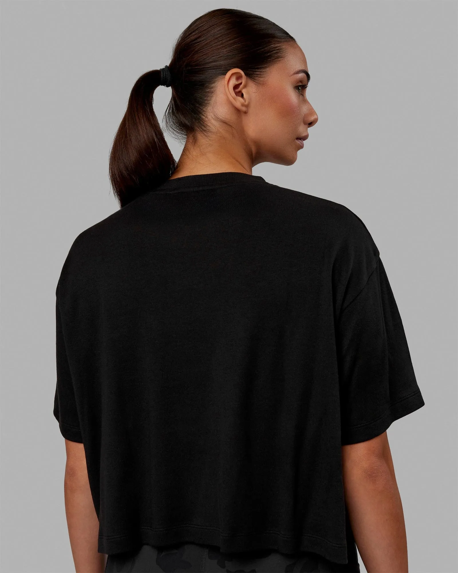 Go-To Modal Oversized Cropped Tee - Black-Black sold by LSKD product image thumbnail 4
