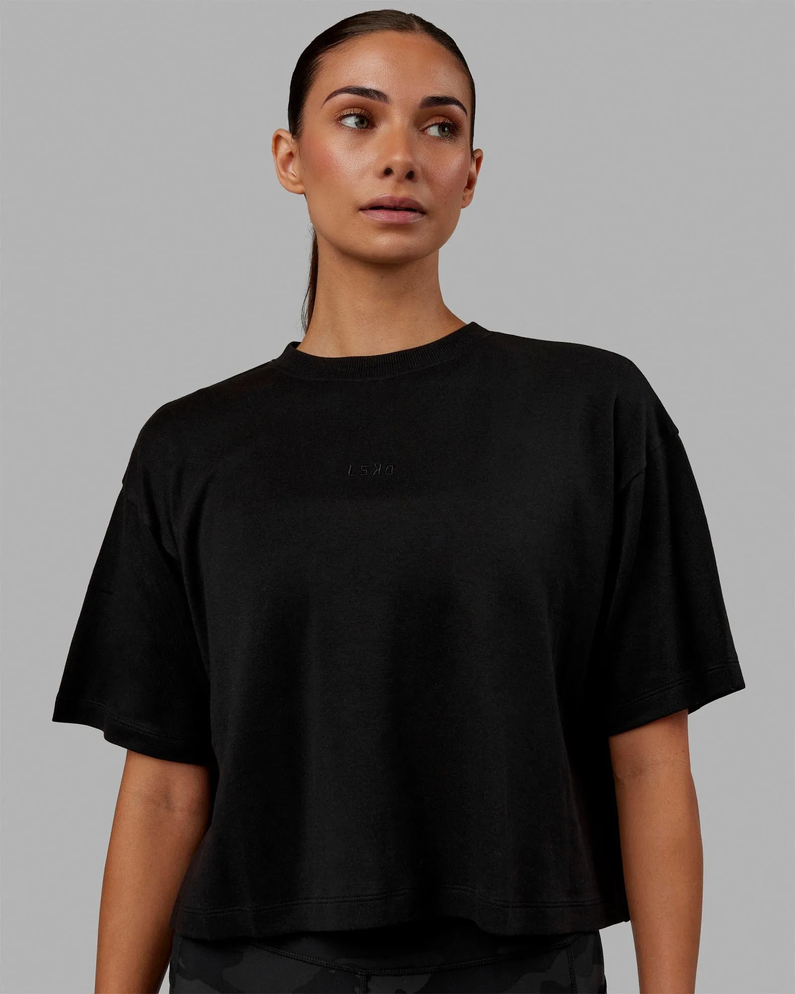 Go-To Modal Oversized Cropped Tee - Black-Black sold by LSKD product image thumbnail 2