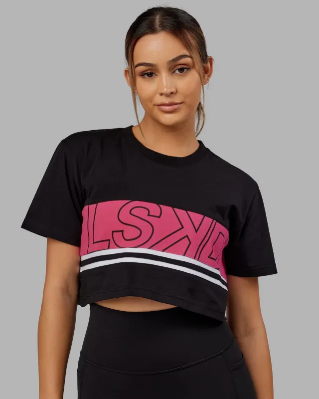 Line-Up Cropped Tee - Black-Boysenberry sold by LSKD