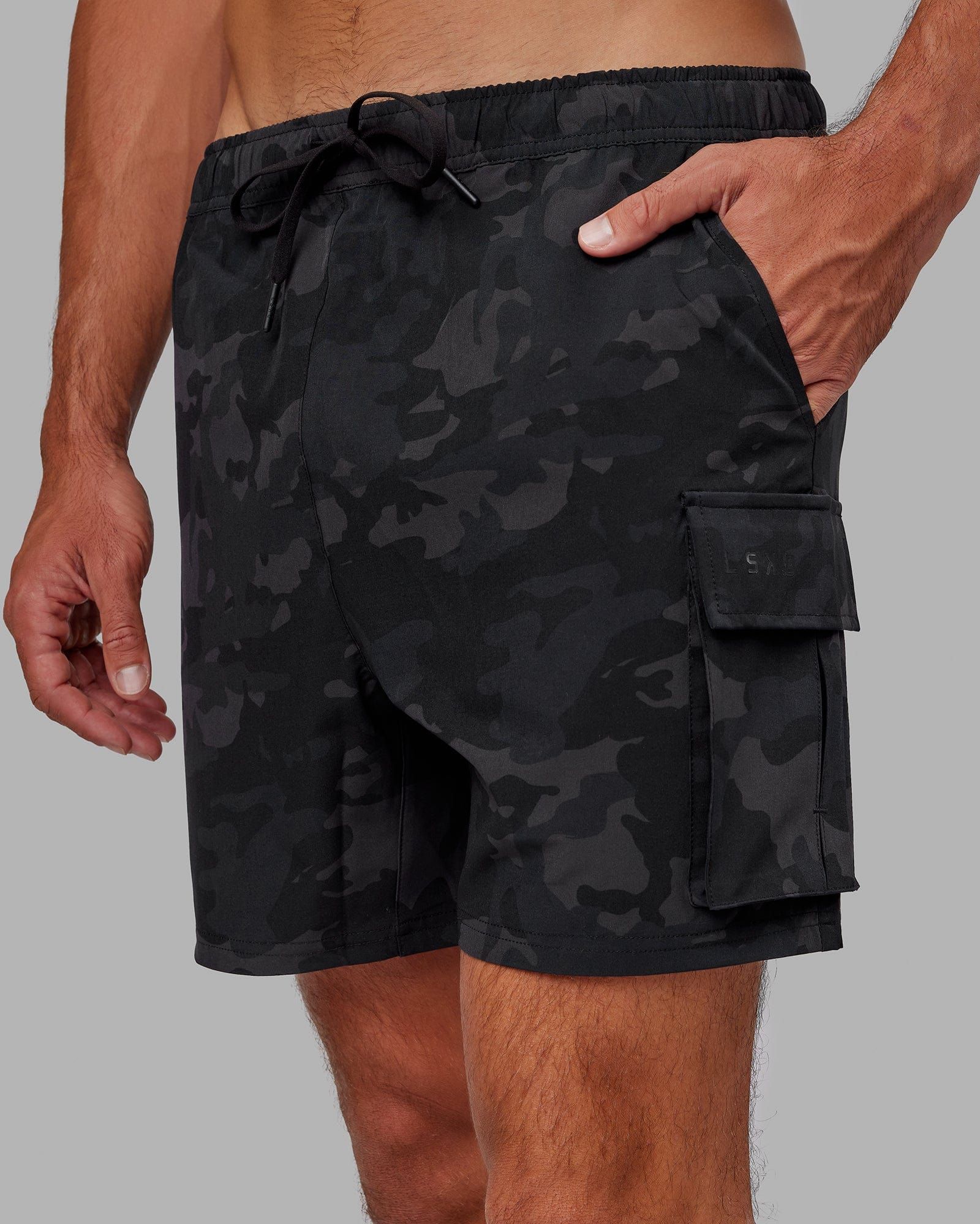 Energy Stretch 6" Performance Cargo Shorts - Black Camo sold by LSKD