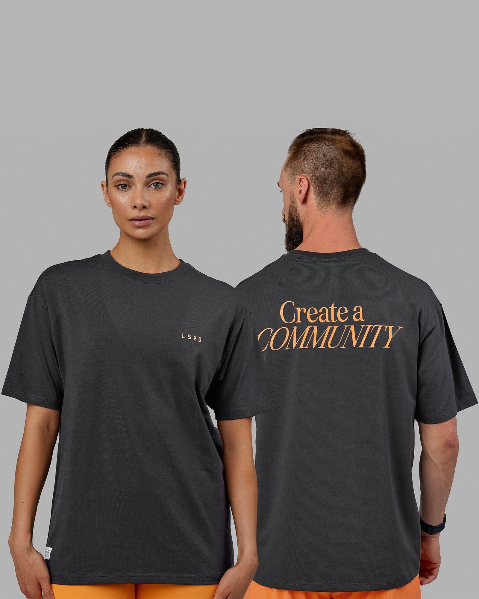 Unisex VS2 FLXCotton Tee Oversize - Phantom-Tangerine sold by LSKD