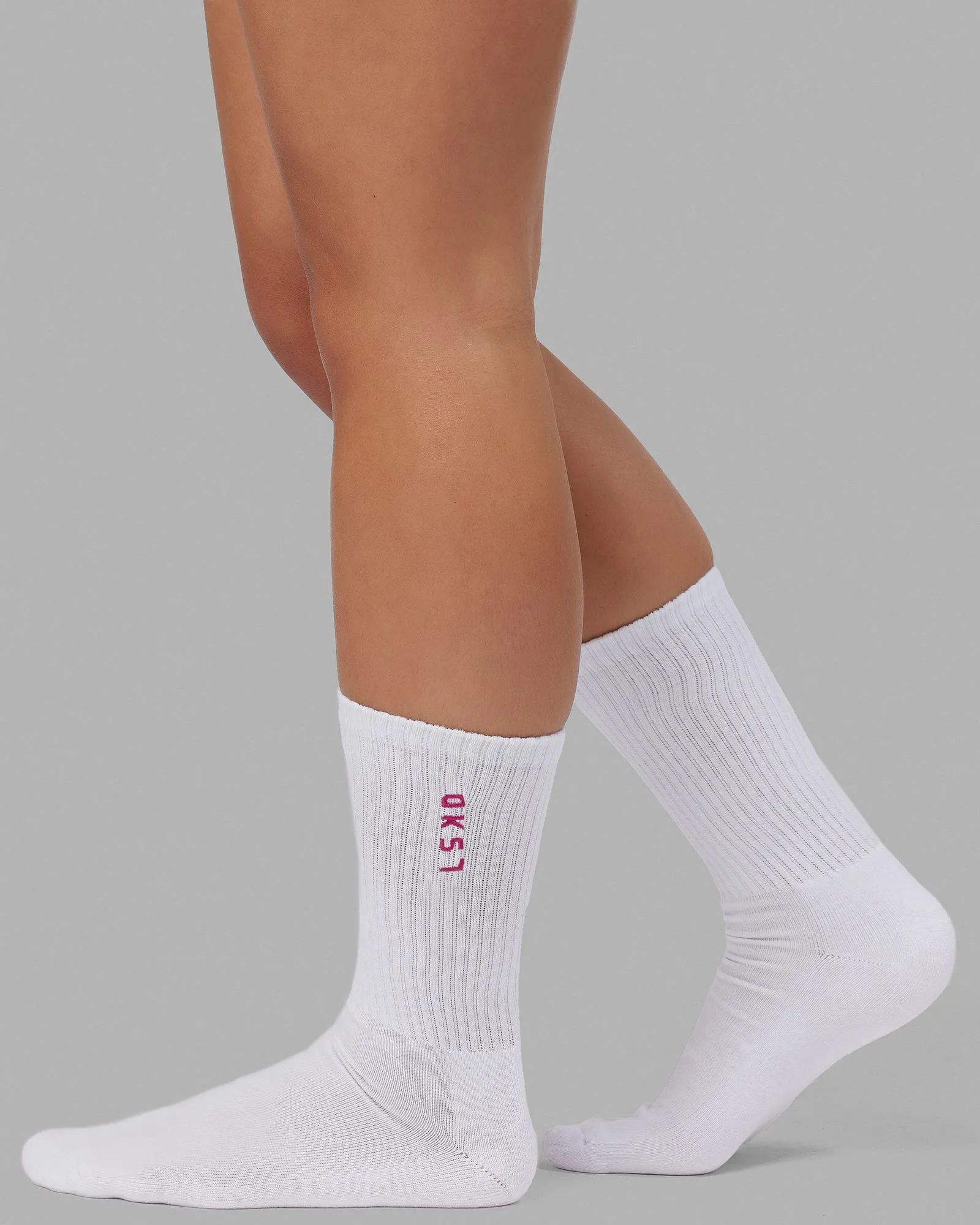 Signal 3 Pack Crew Socks - White-Turq-Tang-Pink sold by LSKD product image thumbnail 4