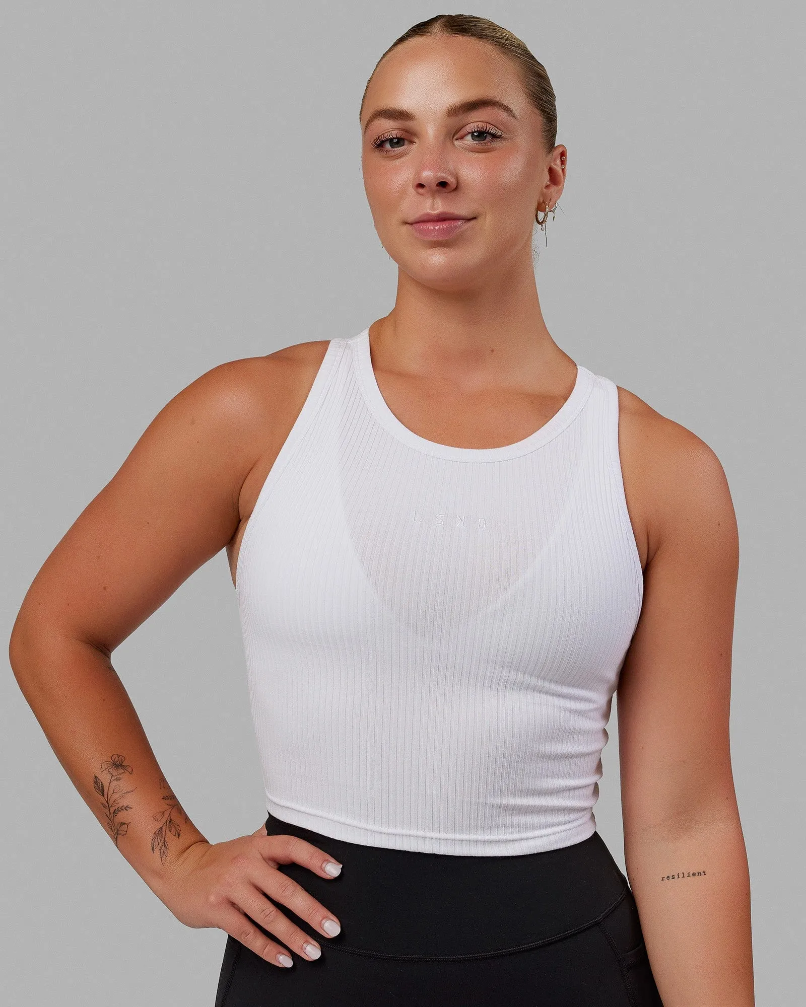Squad Ribbed Tank - White sold by LSKD product image thumbnail 2