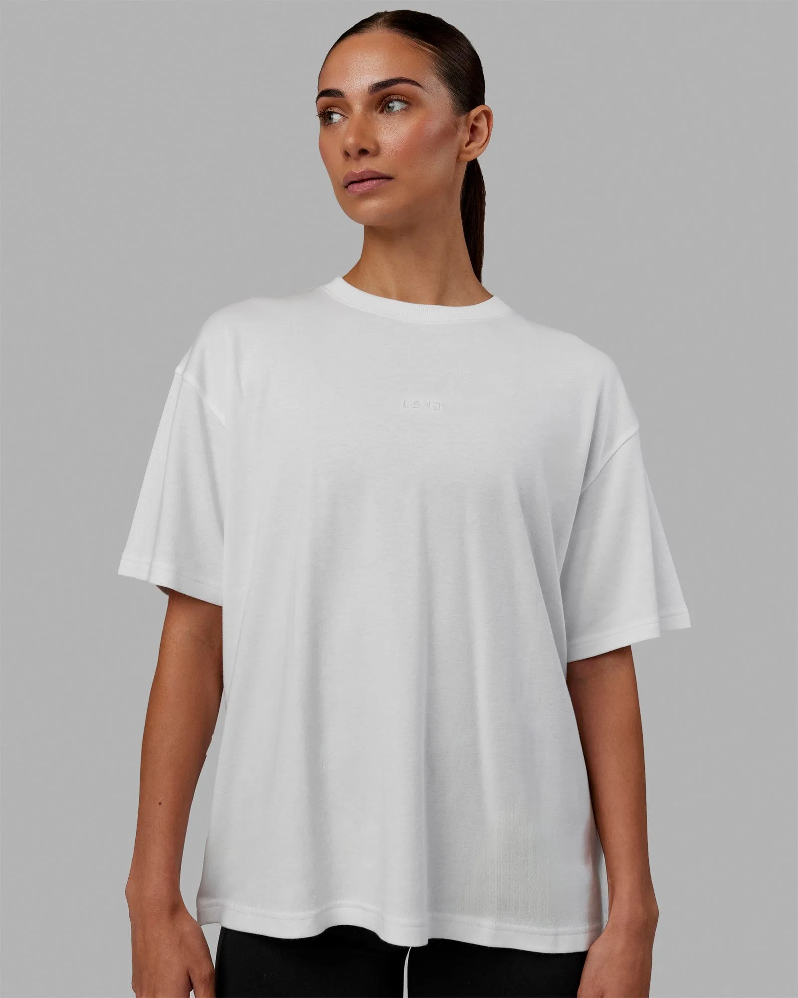Go-To Modal Oversized Tee - White-White sold by LSKD product image thumbnail 2