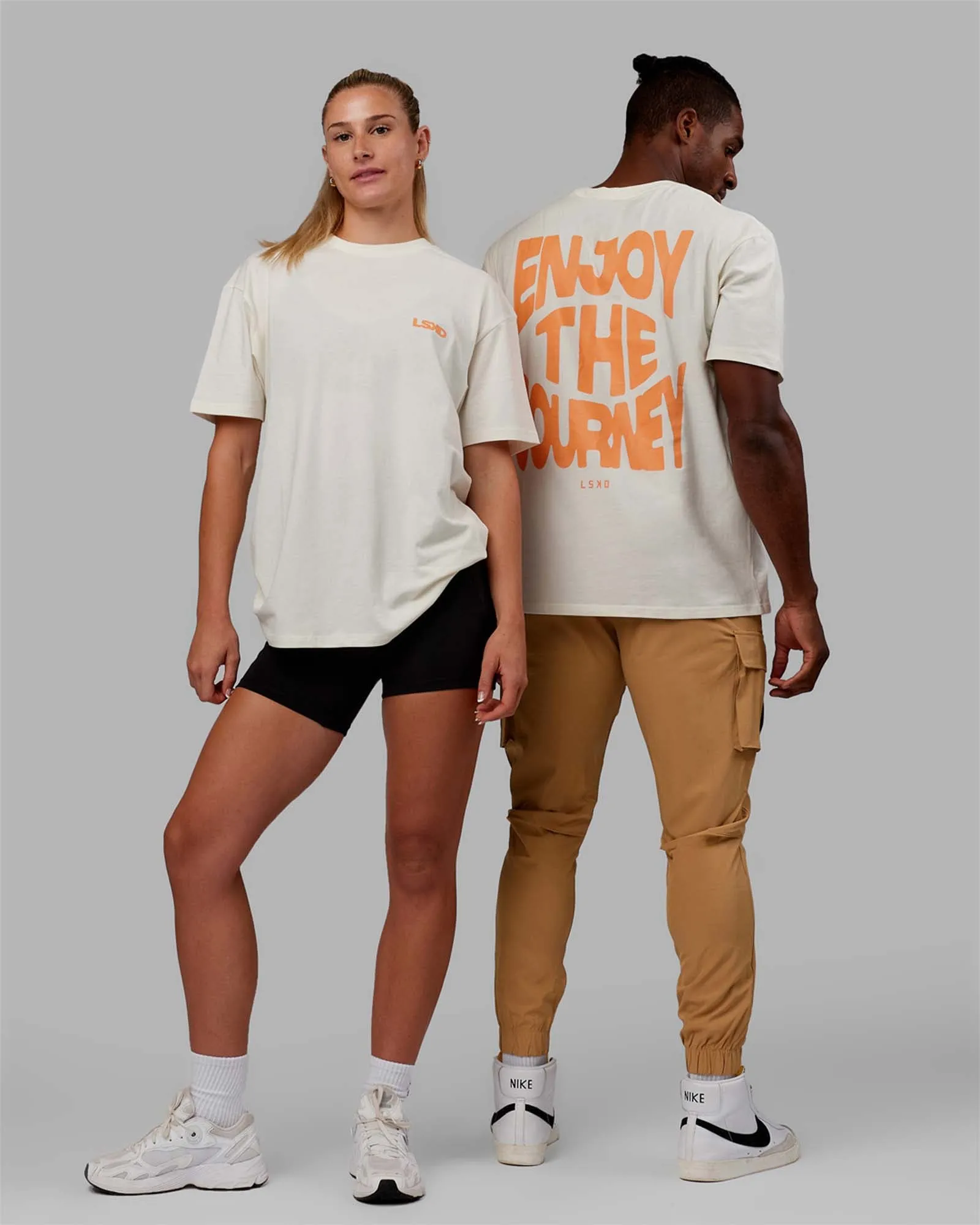Unisex E.T.J FLXCotton Tee Oversize - Off White-Tangerine sold by LSKD