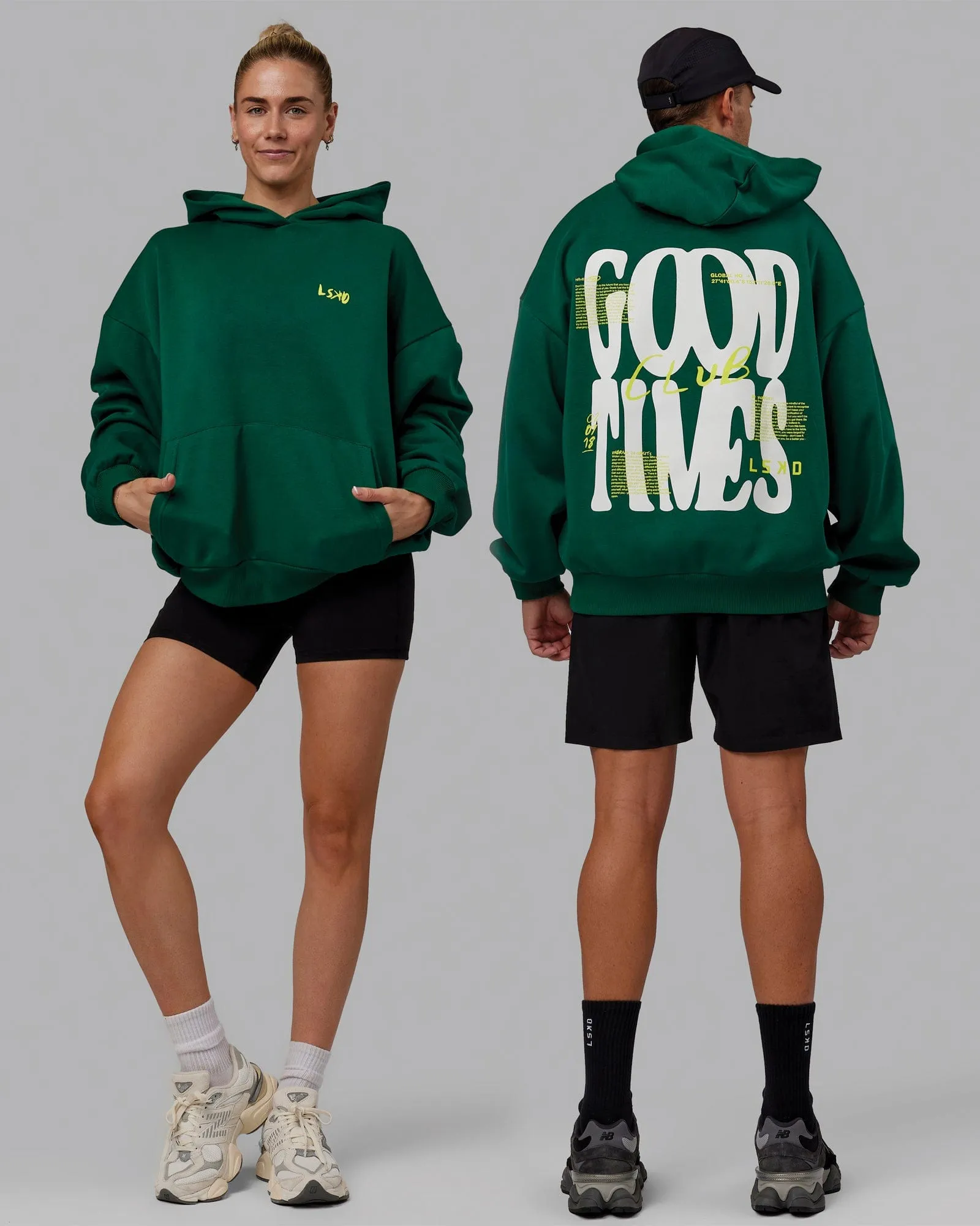 Unisex Good Times Club 2.0 Hoodie Oversize - Malachite-White sold by LSKD