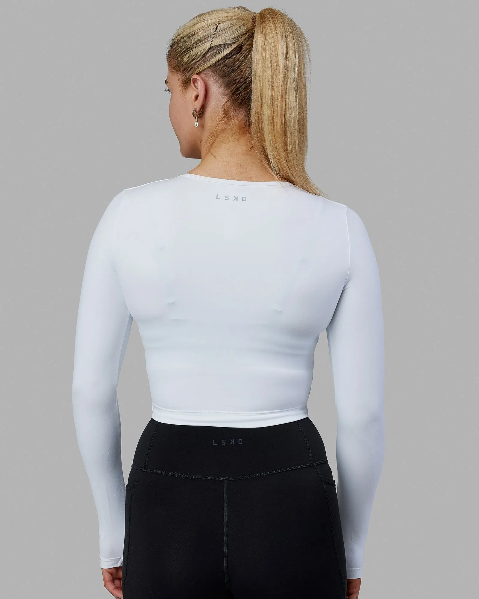Staple Long Sleeve Cropped Tee - White sold by LSKD product image thumbnail 4