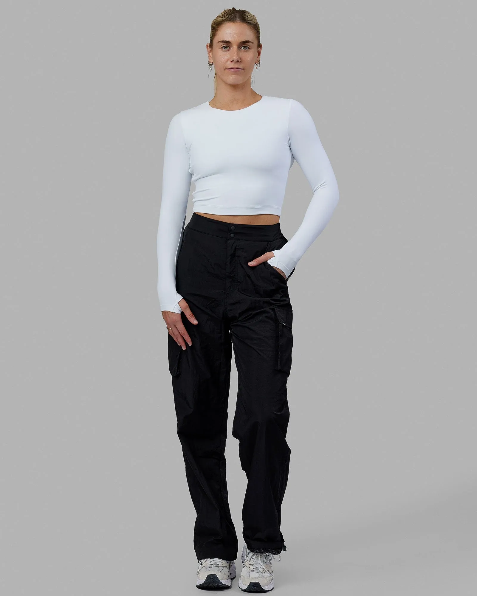 Staple Long Sleeve Cropped Tee - White sold by LSKD