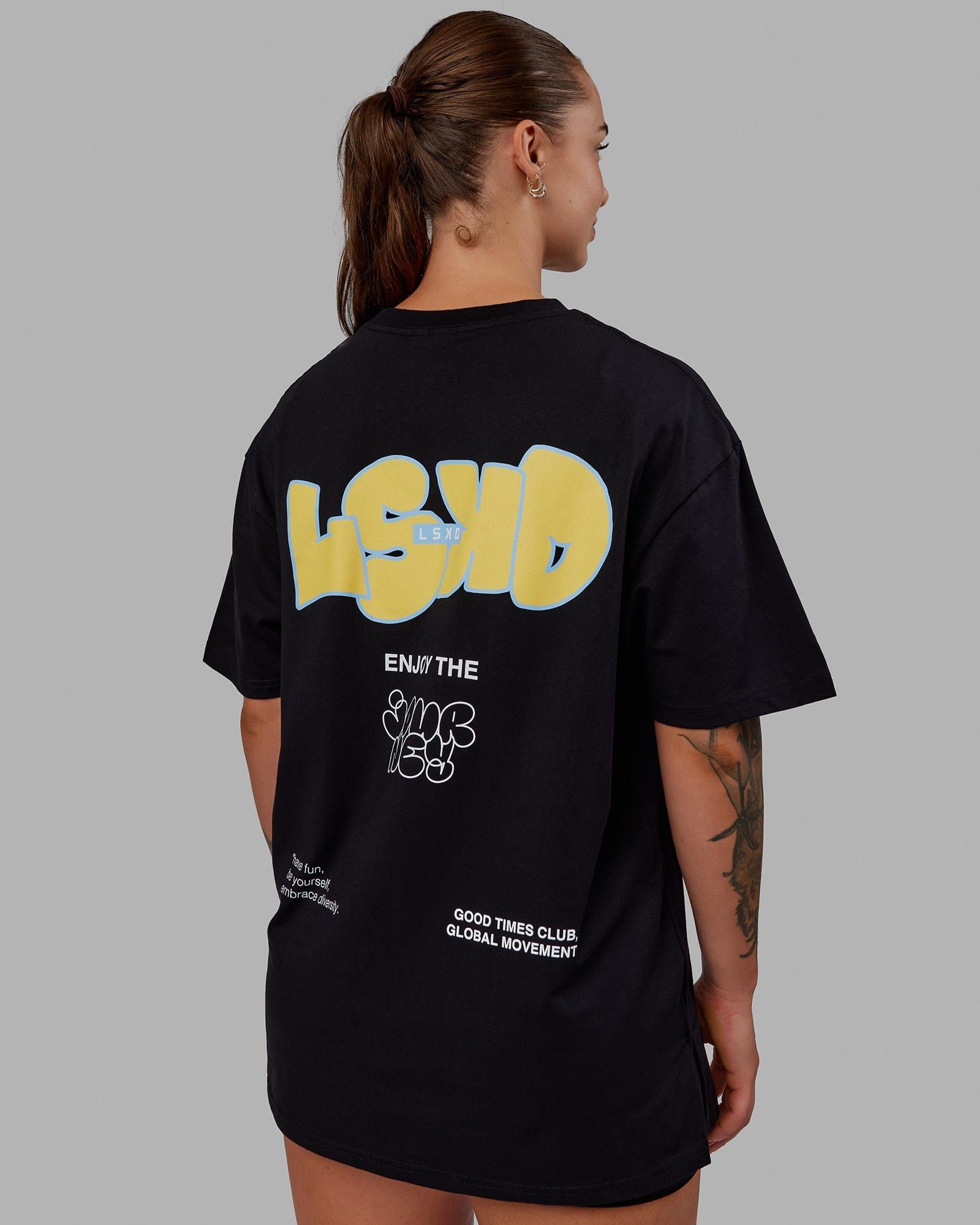 Unisex Journey FLXCotton Tee Oversize - Black-Yellow sold by LSKD product image thumbnail 4