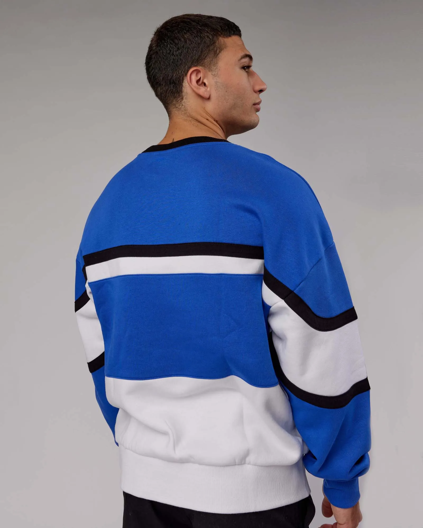 Unisex PrimeTime Sweater Oversize - Power Cobalt-White sold by LSKD product image thumbnail 4