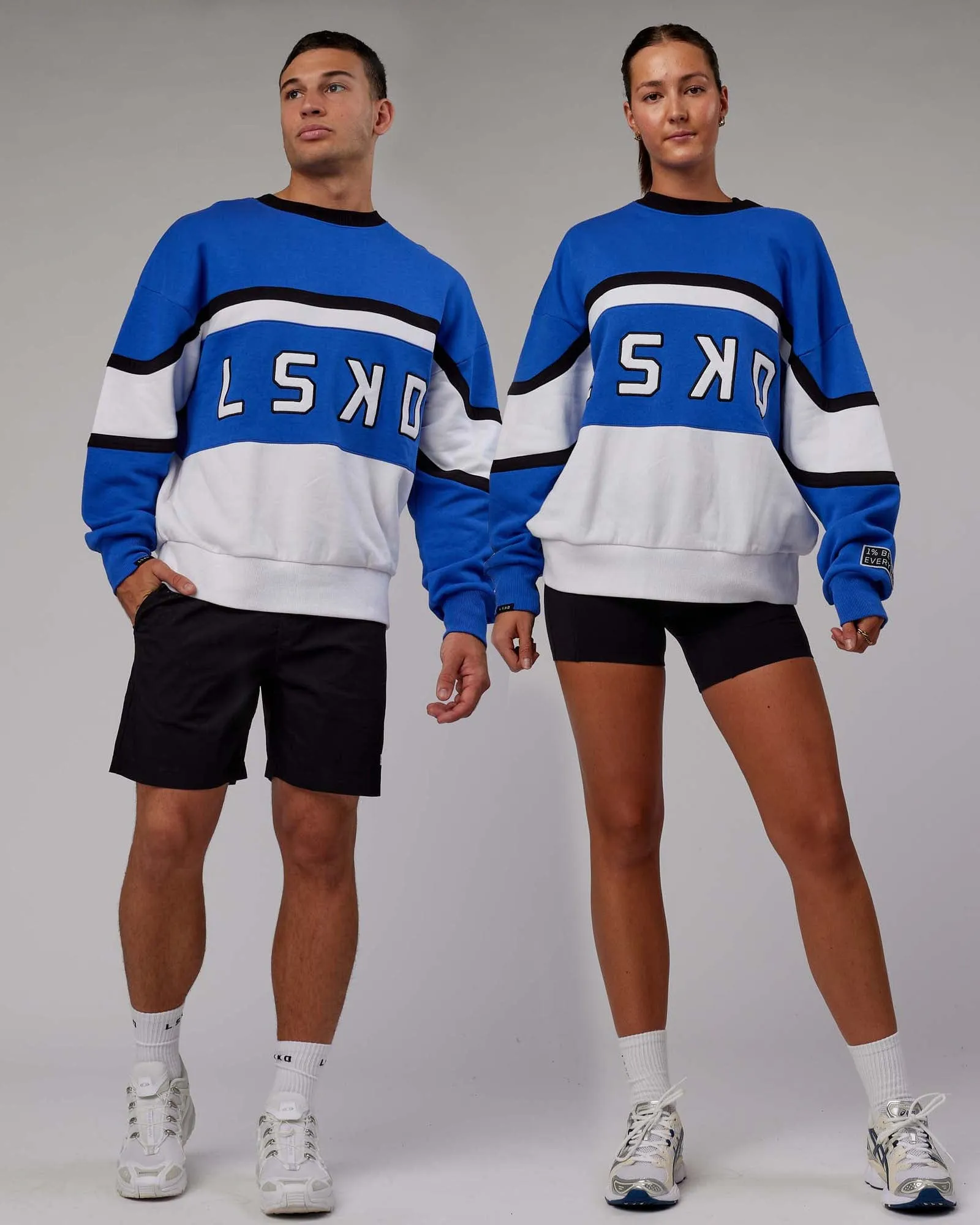 Unisex PrimeTime Sweater Oversize - Power Cobalt-White sold by LSKD
