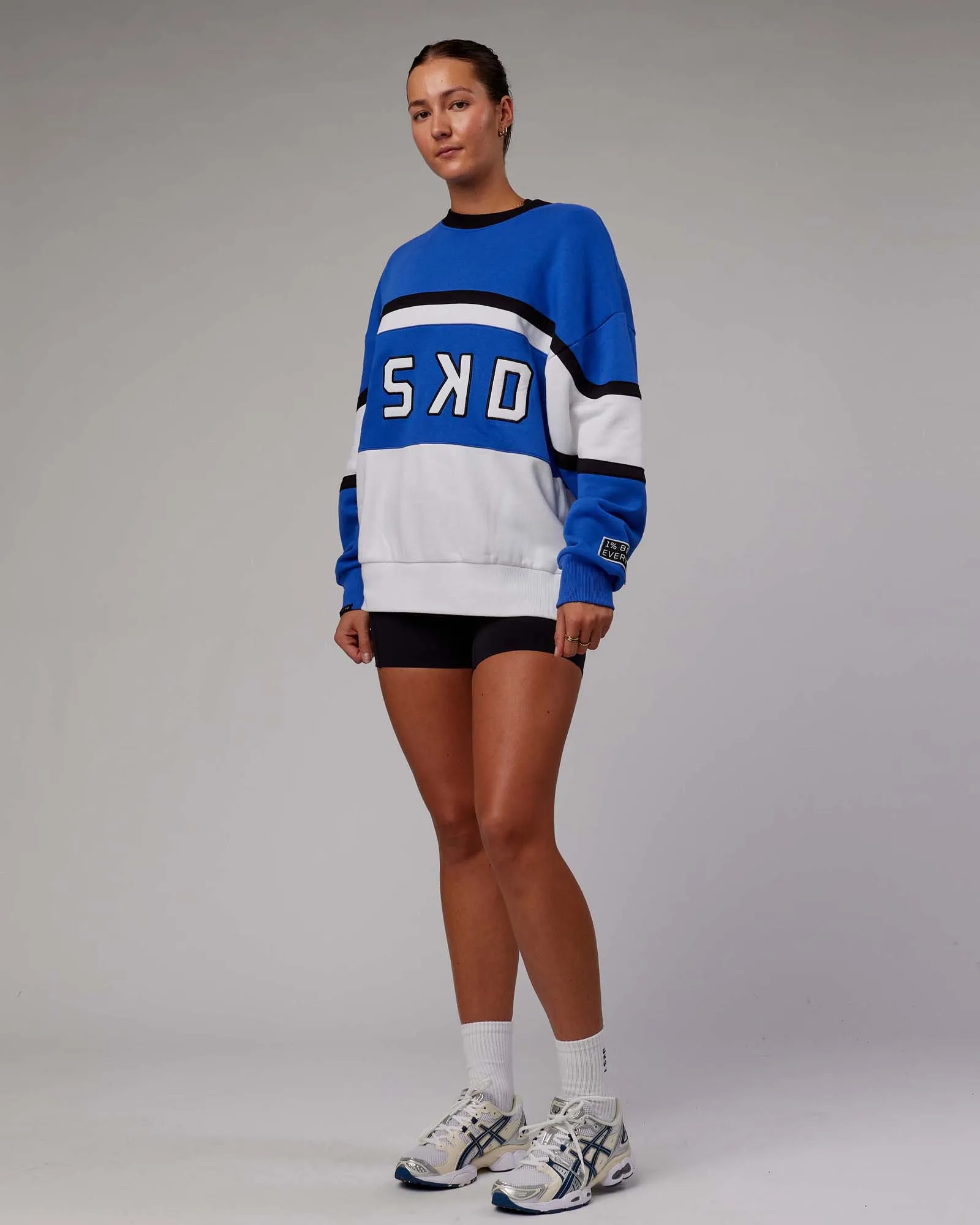 Unisex PrimeTime Sweater Oversize - Power Cobalt-White sold by LSKD product image thumbnail 5