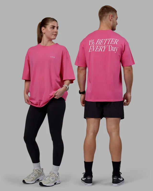 VS6 FLXCotton Tee Oversize - Carmine Rose-White sold by LSKD