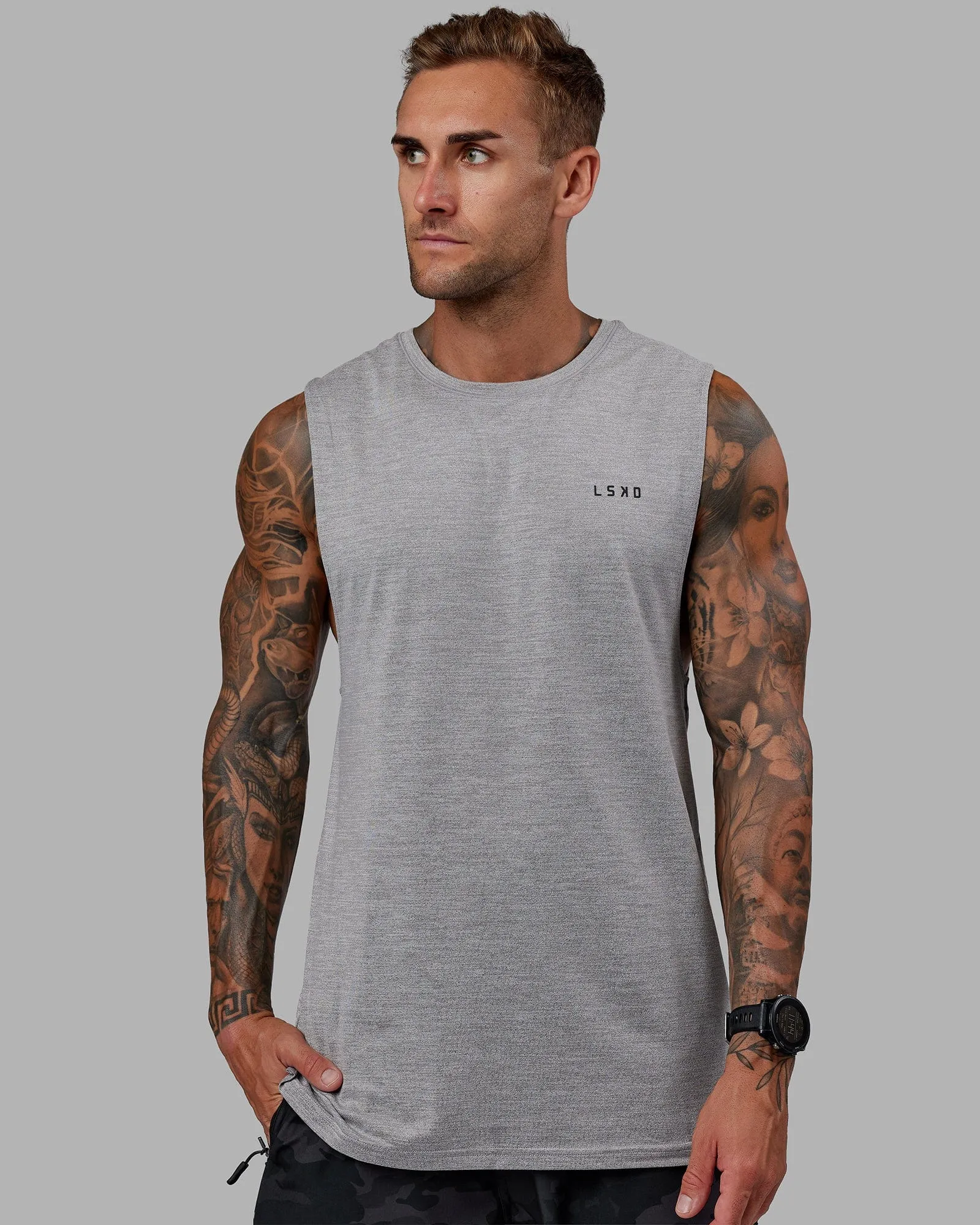 Perform VapourFLX Muscle Tank - Light Grey Marl sold by LSKD