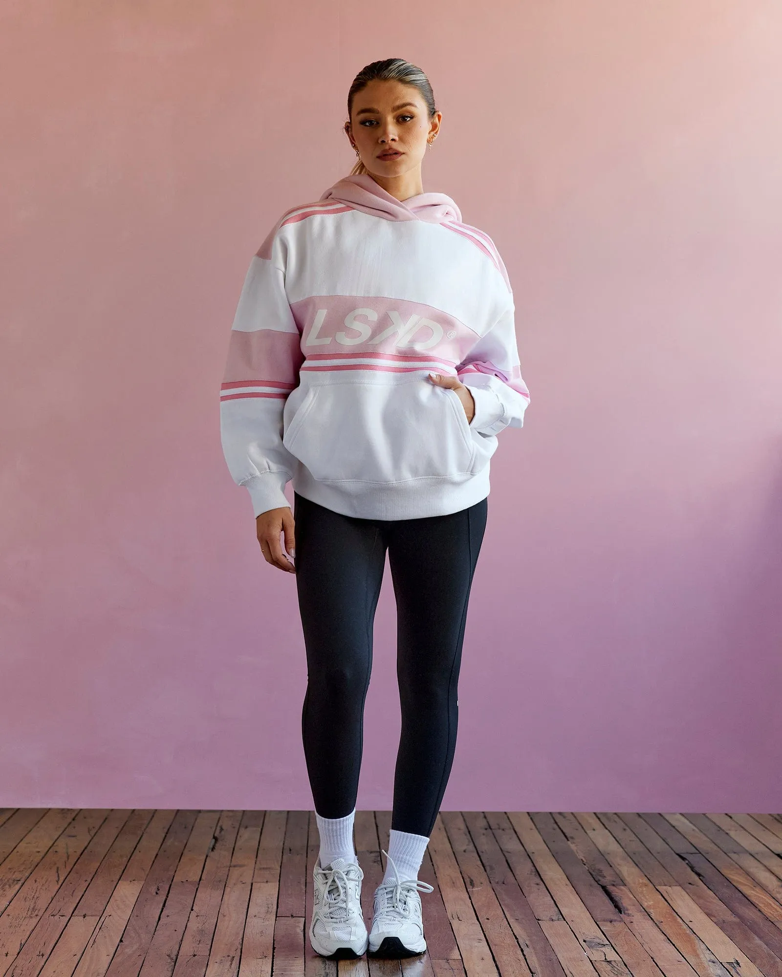 Unisex A-Team Hoodie Oversize - White-Petal Pink sold by LSKD product image thumbnail 2