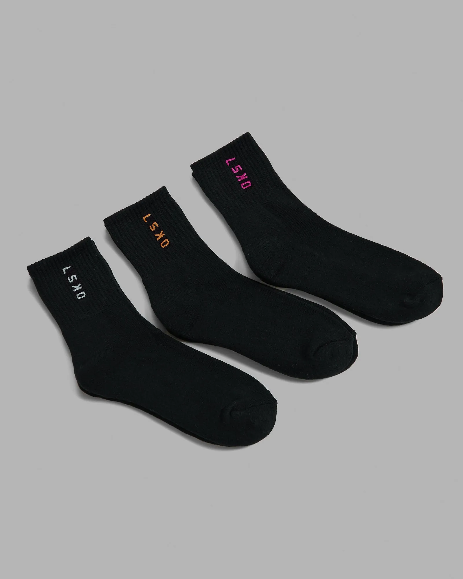 Signal Quarter Socks 3 Pack - Black-Turq-Tang-Pink sold by LSKD product image thumbnail 4