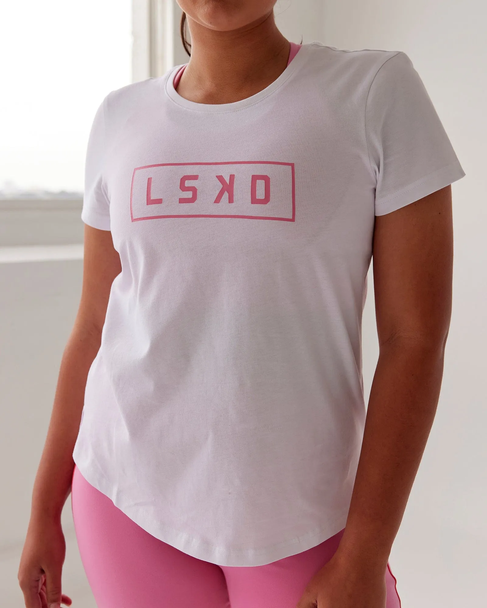 Luna Tee - White-Pink Rose sold by LSKD product image thumbnail 2