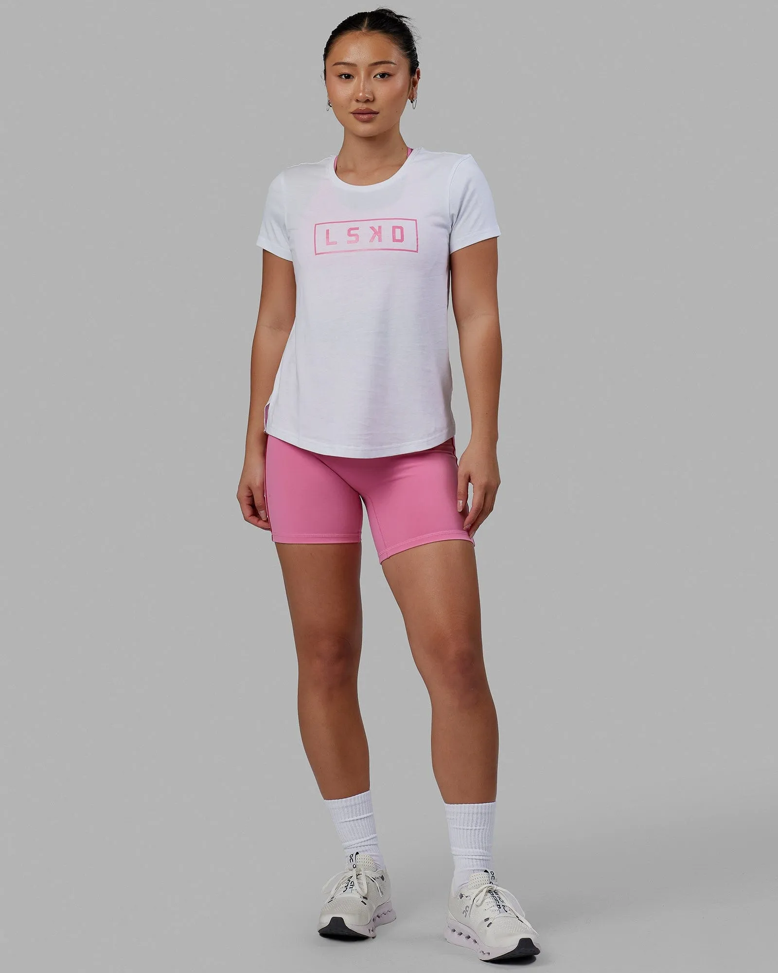 Luna Tee - White-Pink Rose sold by LSKD