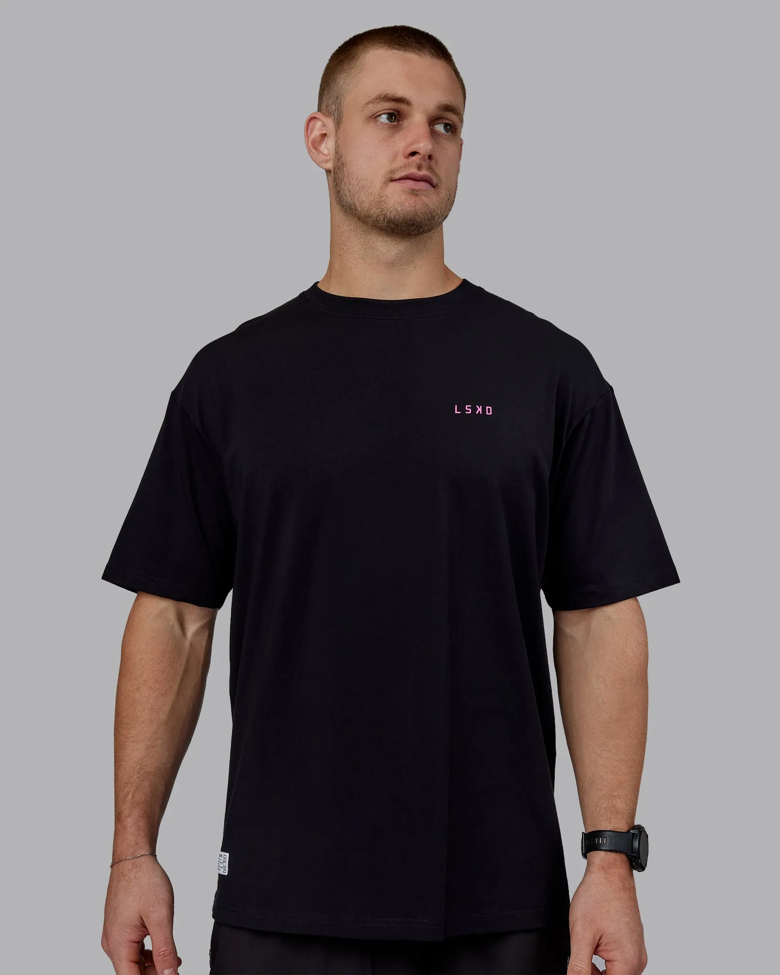 Unisex VS5 FLXCotton Tee Oversize - Black-Fuschia Pink sold by LSKD product image thumbnail 3