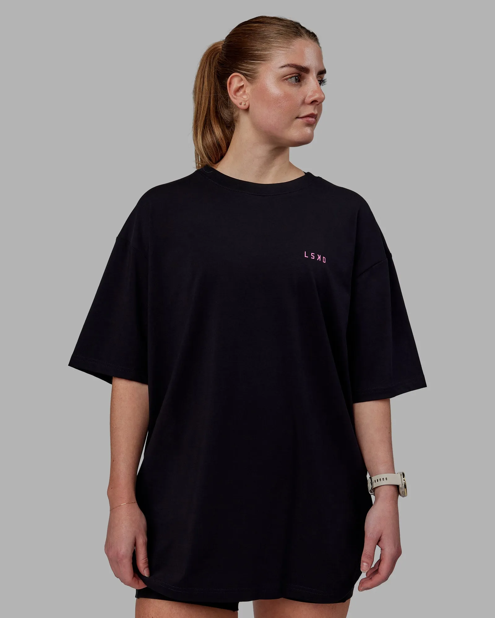 Unisex VS5 FLXCotton Tee Oversize - Black-Fuschia Pink sold by LSKD product image thumbnail 4