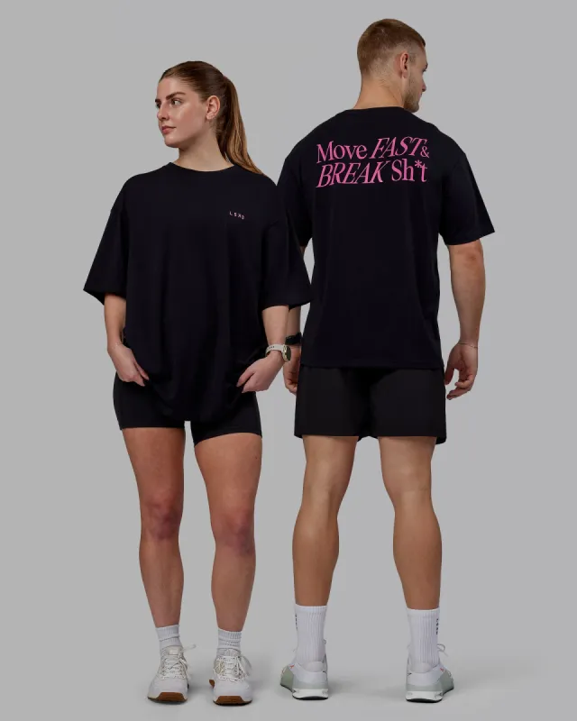 Unisex VS5 FLXCotton Tee Oversize - Black-Fuschia Pink sold by LSKD