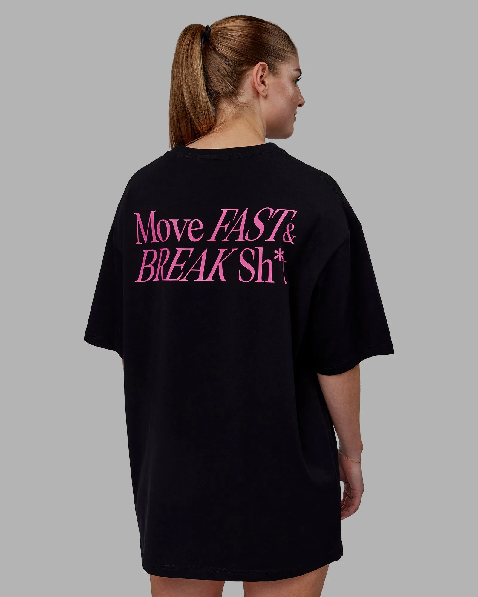 Unisex VS5 FLXCotton Tee Oversize - Black-Fuschia Pink sold by LSKD product image thumbnail 2