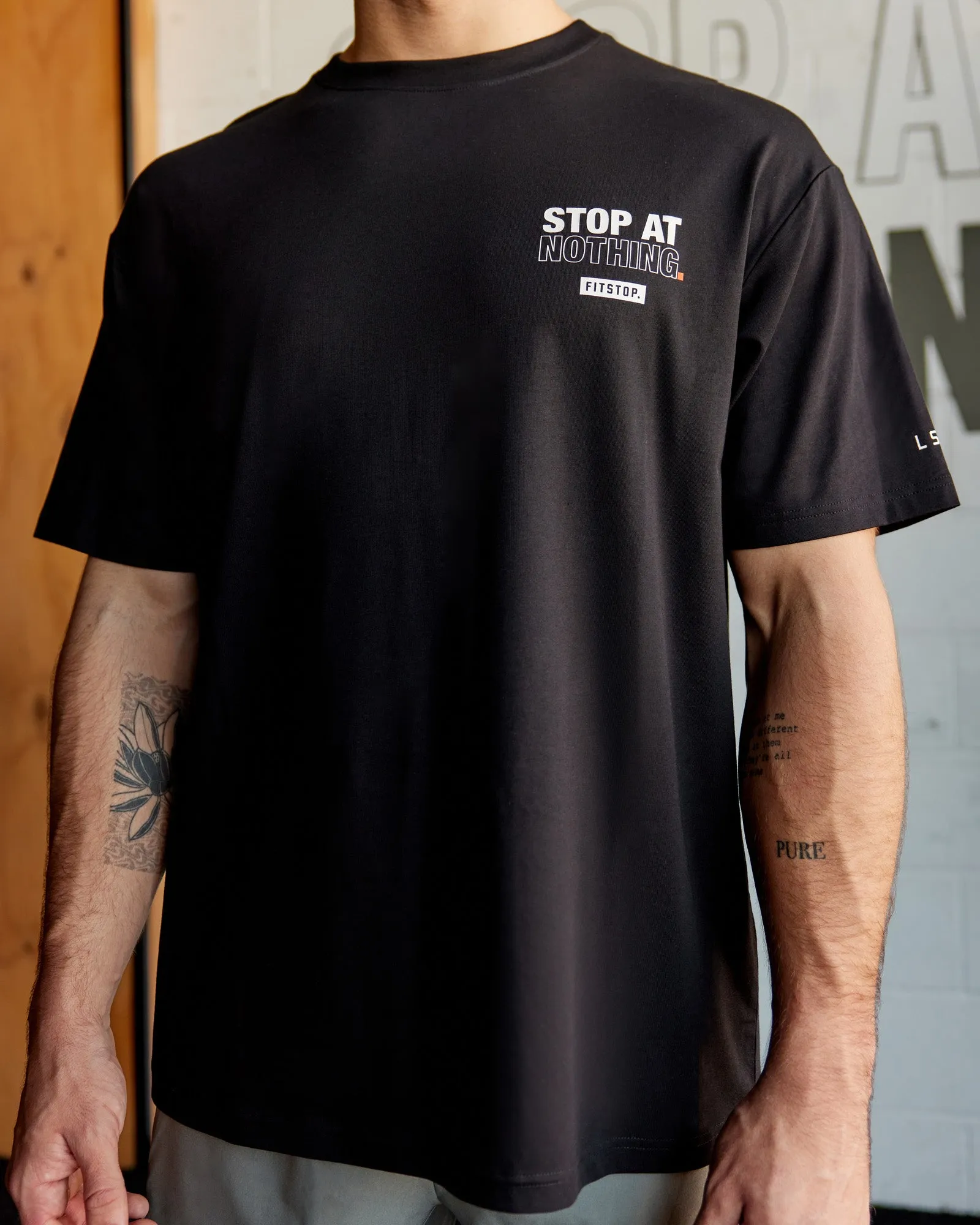 Fitstop Stop at Nothing Tee Oversize - Black-White sold by LSKD product image thumbnail 2