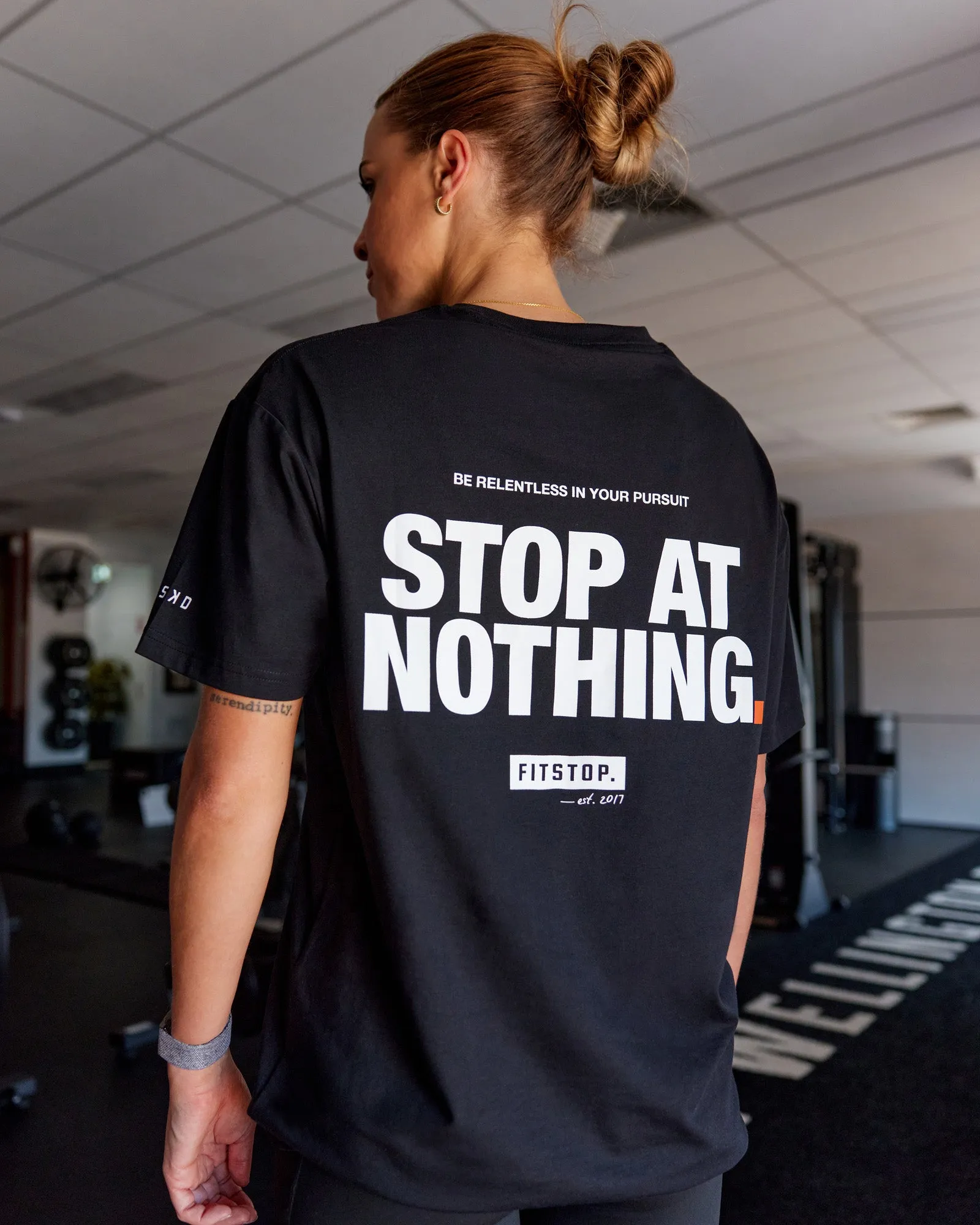 Fitstop Stop at Nothing Tee Oversize - Black-White sold by LSKD product image thumbnail 3