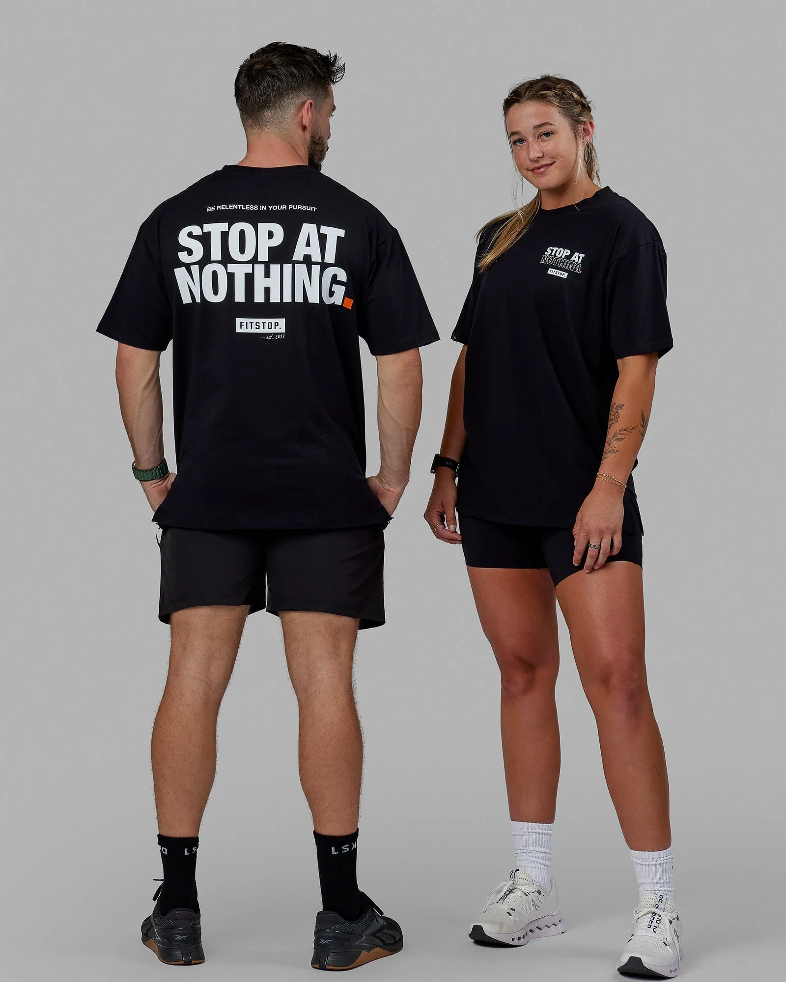 Fitstop Stop at Nothing Tee Oversize - Black-White sold by LSKD