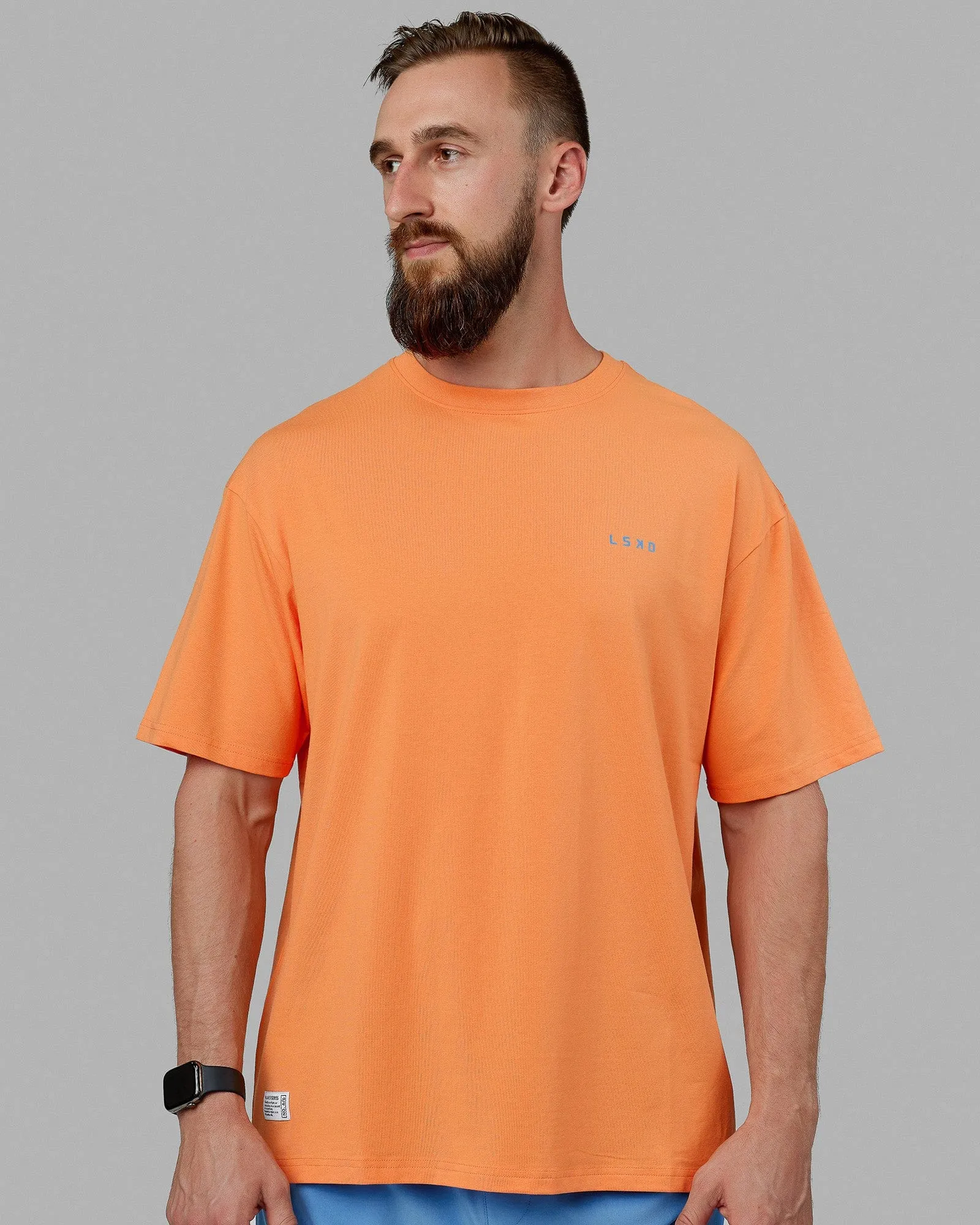Unisex VS6 FLXCotton Tee Oversize - Tangerine-Azure Blue sold by LSKD product image thumbnail 4