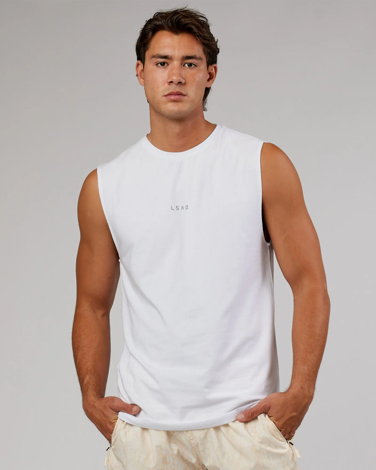 Base FLXCotton Tank - White sold by LSKD