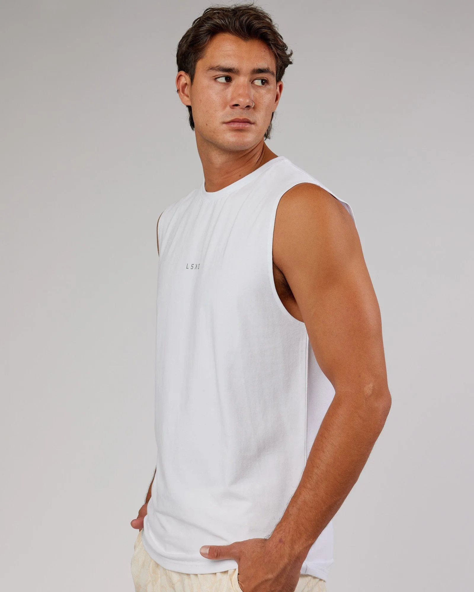 Base FLXCotton Tank - White sold by LSKD product image thumbnail 4