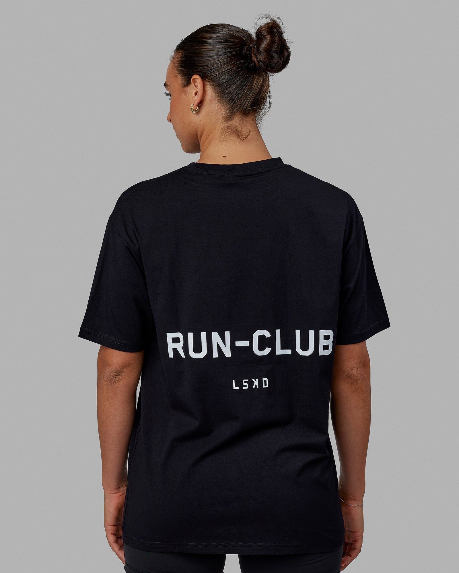 Unisex RUN–CLUB FLXCotton Tee Oversize - Black-White sold by LSKD product image thumbnail 4