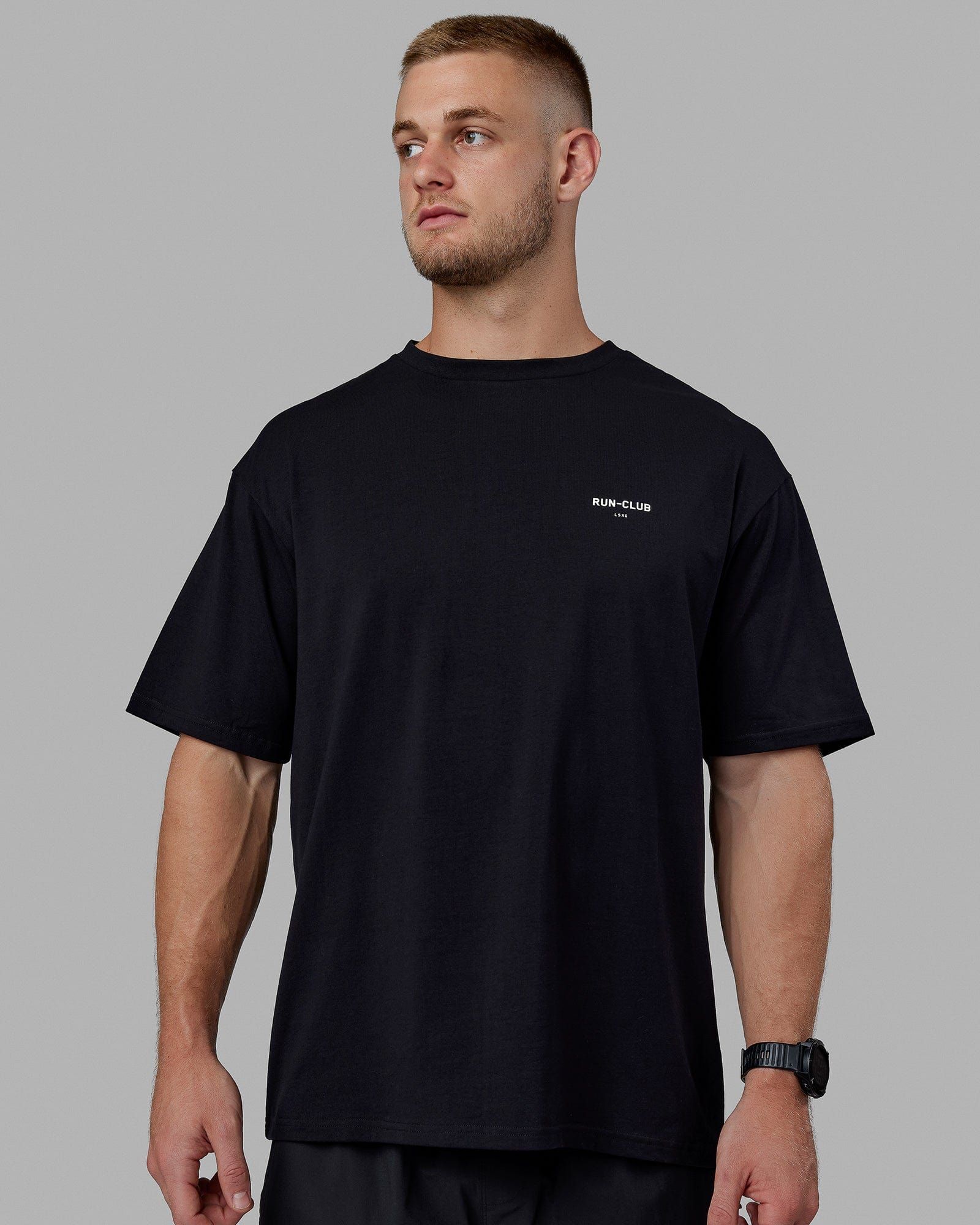 Unisex RUN–CLUB FLXCotton Tee Oversize - Black-White sold by LSKD product image thumbnail 5
