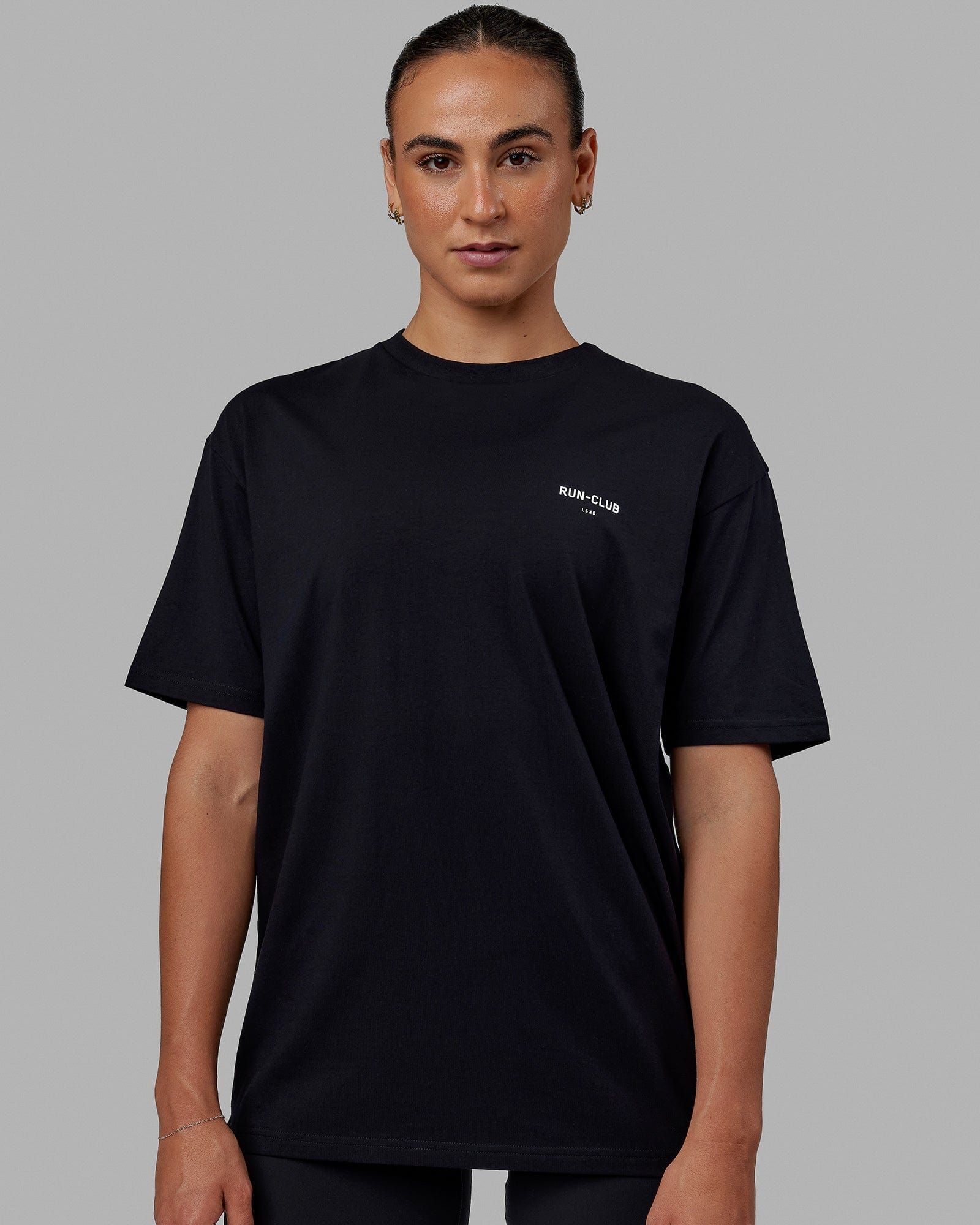 Unisex RUN–CLUB FLXCotton Tee Oversize - Black-White sold by LSKD product image thumbnail 2